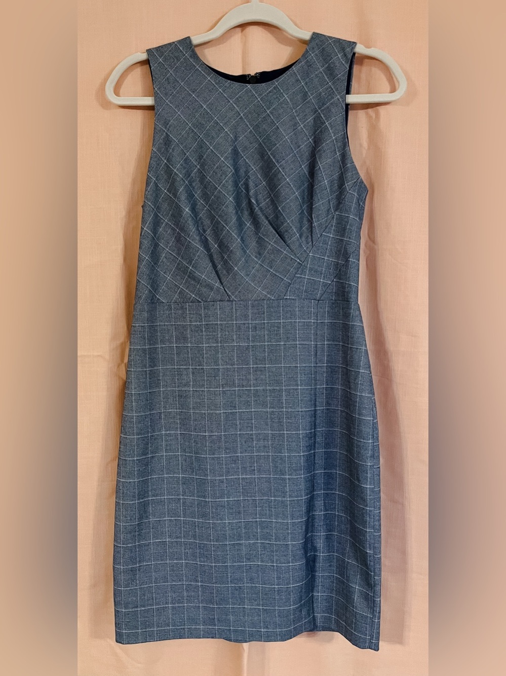 Banana Republic Classic Blue and Gray Plaid Sheath Dress